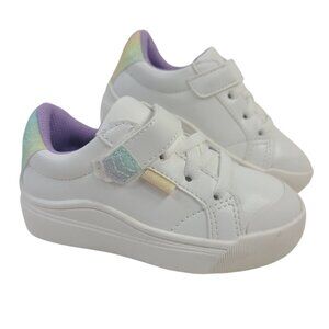 NEW Dr. Scholls Toddler White Sneakers Glitter Heel Accents Sz 8